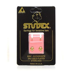 STUDEX Birthstone studs - mini bezel gold - june / alexandrite